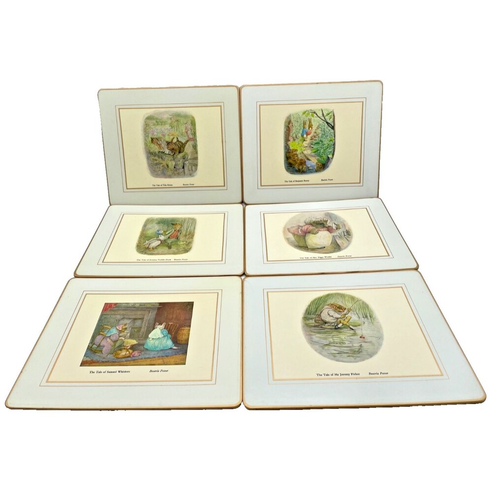 Beatrix Potter Placemats Set of 6 Lady Clare Matador 9.5" x 8" Melamine Cork - Picture 9 of 16
